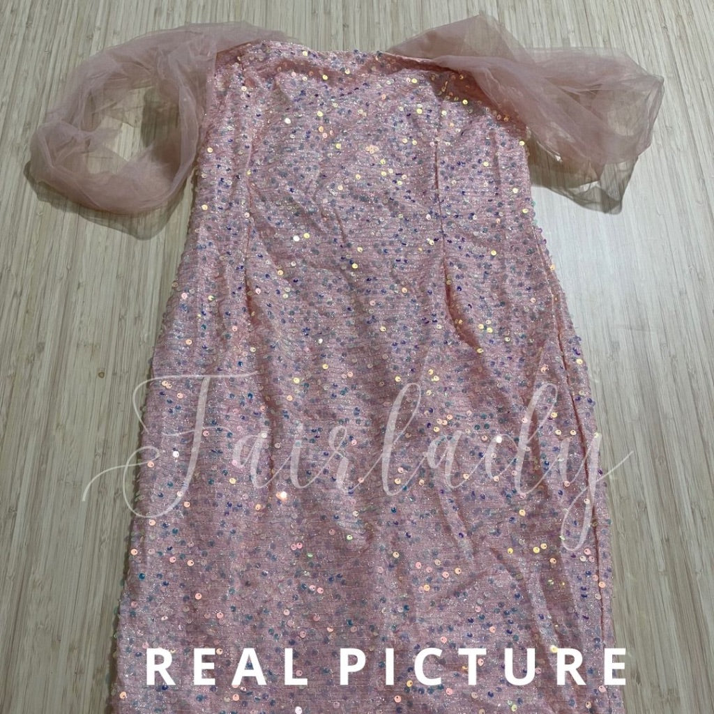 [READY STOCK] LD 80-90 Beladonna Pink Sequin Party Dress Pesta Korean Style Premium Fairlady_id 157