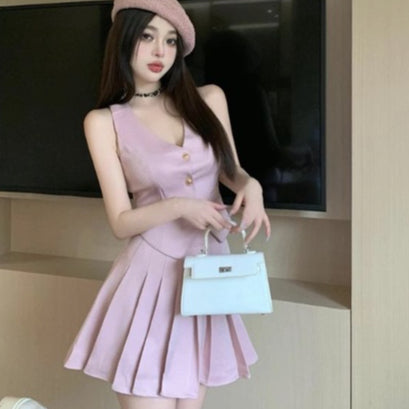 LD 86-88 Erian Pink Tweed Set Top+Skirt Fairlady 166