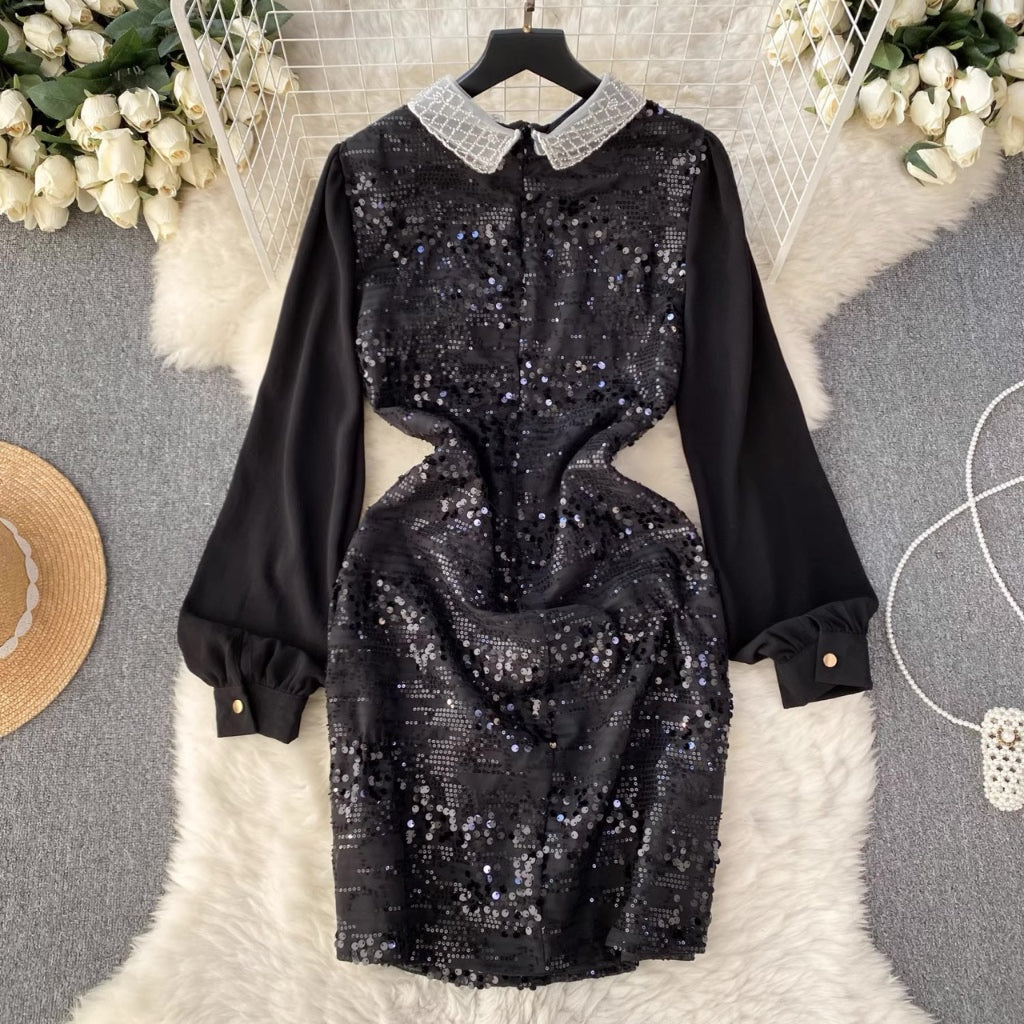 [READY] LD 96-100 BIG Arwen Black Sequin Midi Dress