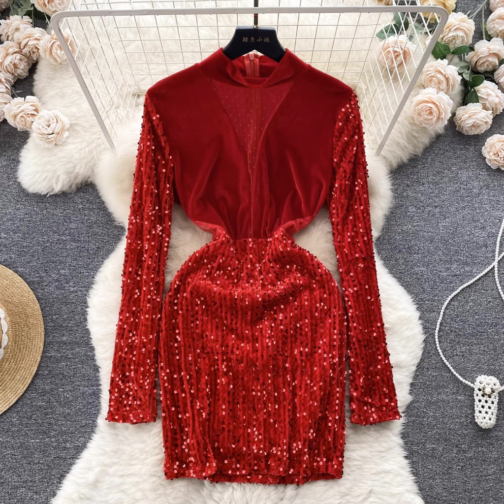 LD 90-100 Lauren Velvet Sequin Mini Dress