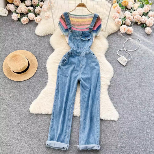 LD 100/84 Janice Set Knit Top+Jumper Denim Jeans Fairlady 158