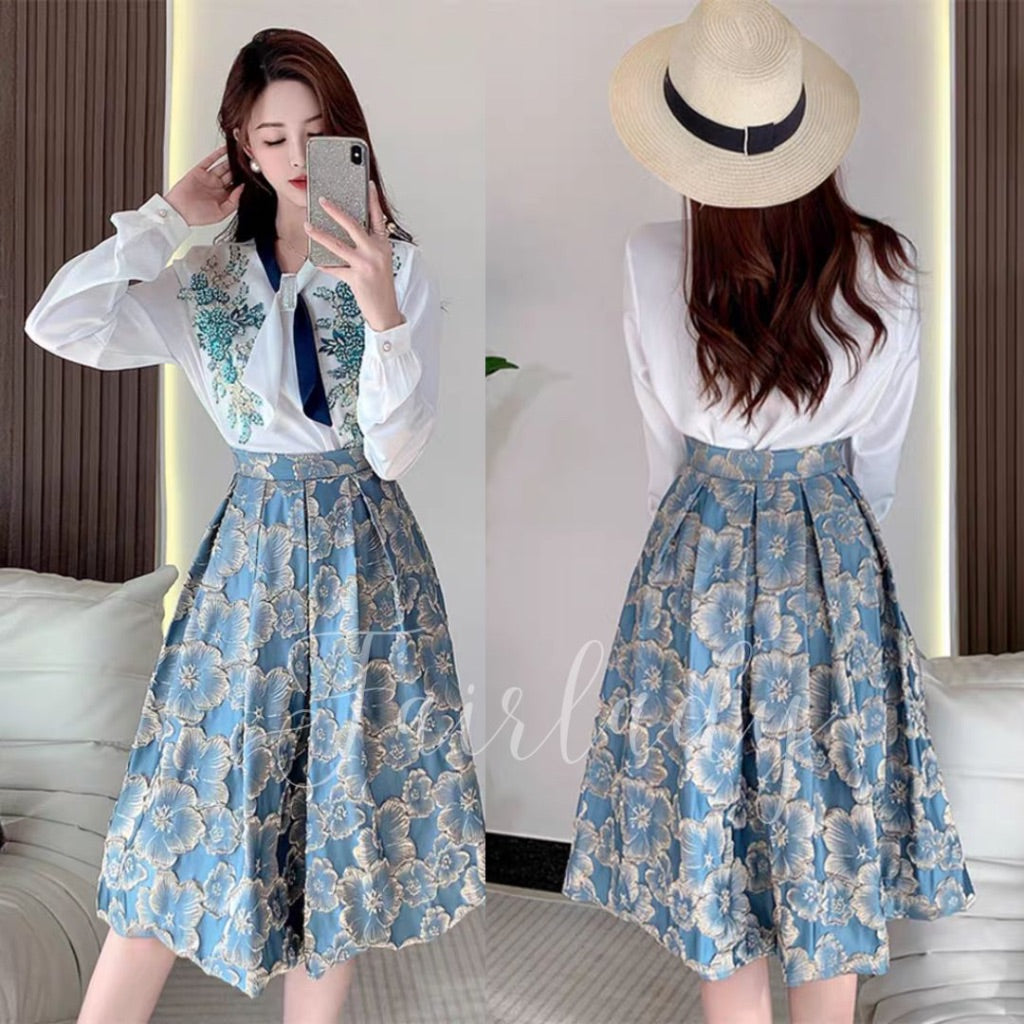 [READY] LD 108-110 Hazel Jacquard Set Top+Skirt Korean Style Premium Fairlady 181