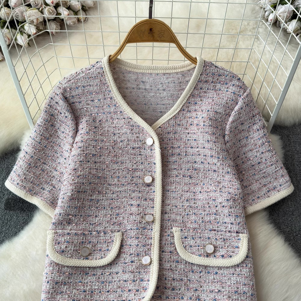 [READY STOCK] LD 100 Aira Tweed Top Korean Style Premium Fairlady 16/07