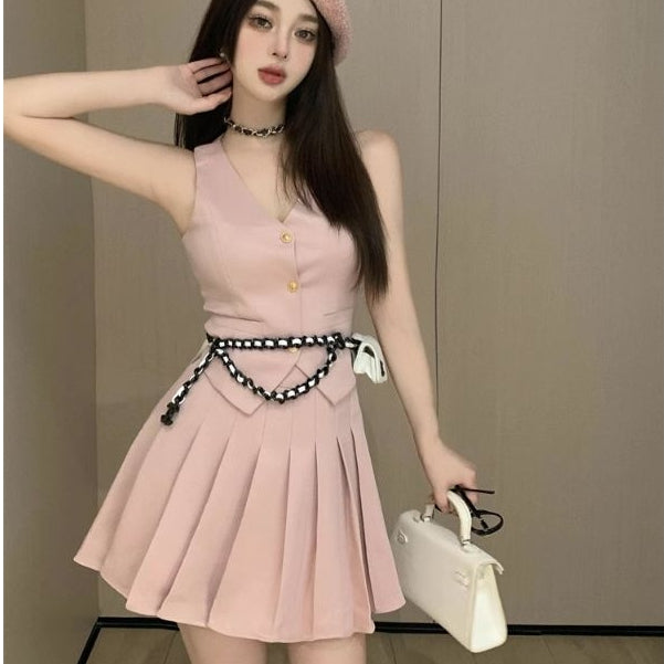 LD 86-88 Erian Pink Tweed Set Top+Skirt Fairlady 166