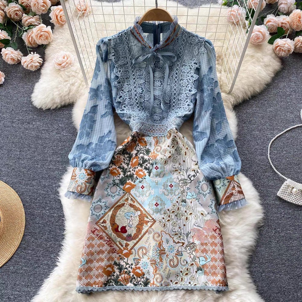 [READY] LD 86-98 Neva Jacquard Brukat Lace Dress