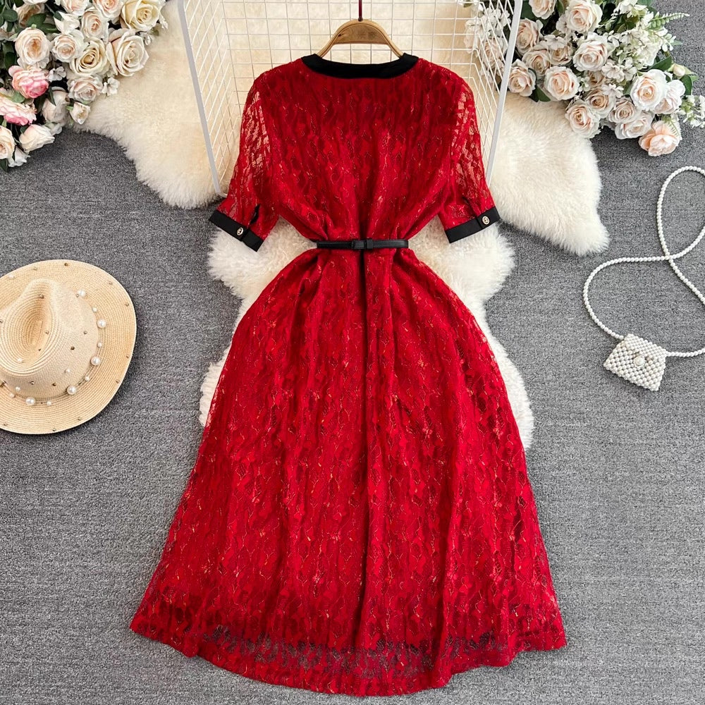 LD 92-98 Reilly Red Brukat Dress+Belt Fairlady 176