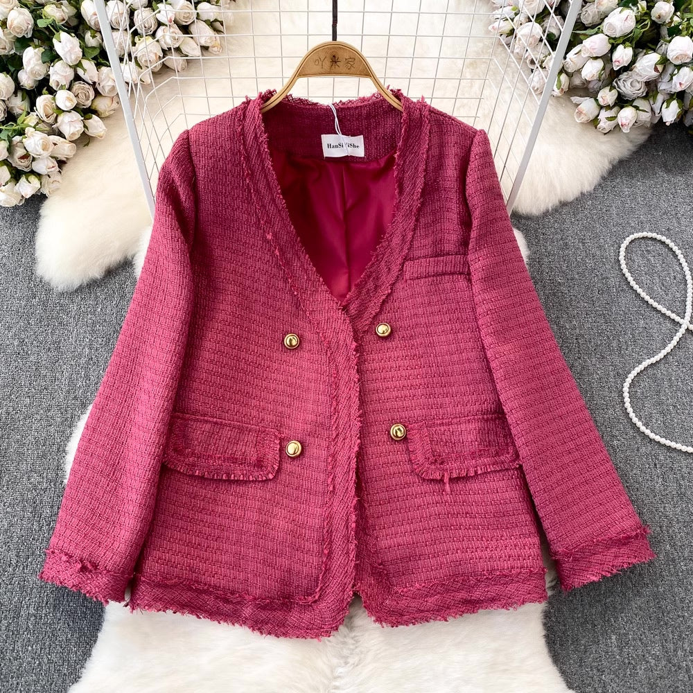 [READY] LD 102 Gina Pink Fuchsia Tweed Blazer Lengan Produk Fairlady 24/04