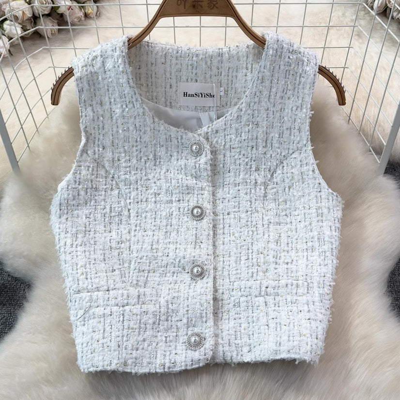 [READY STOCK] LD 92 Erica Tweed Vest Korean Style Premium Fairlady 16/07