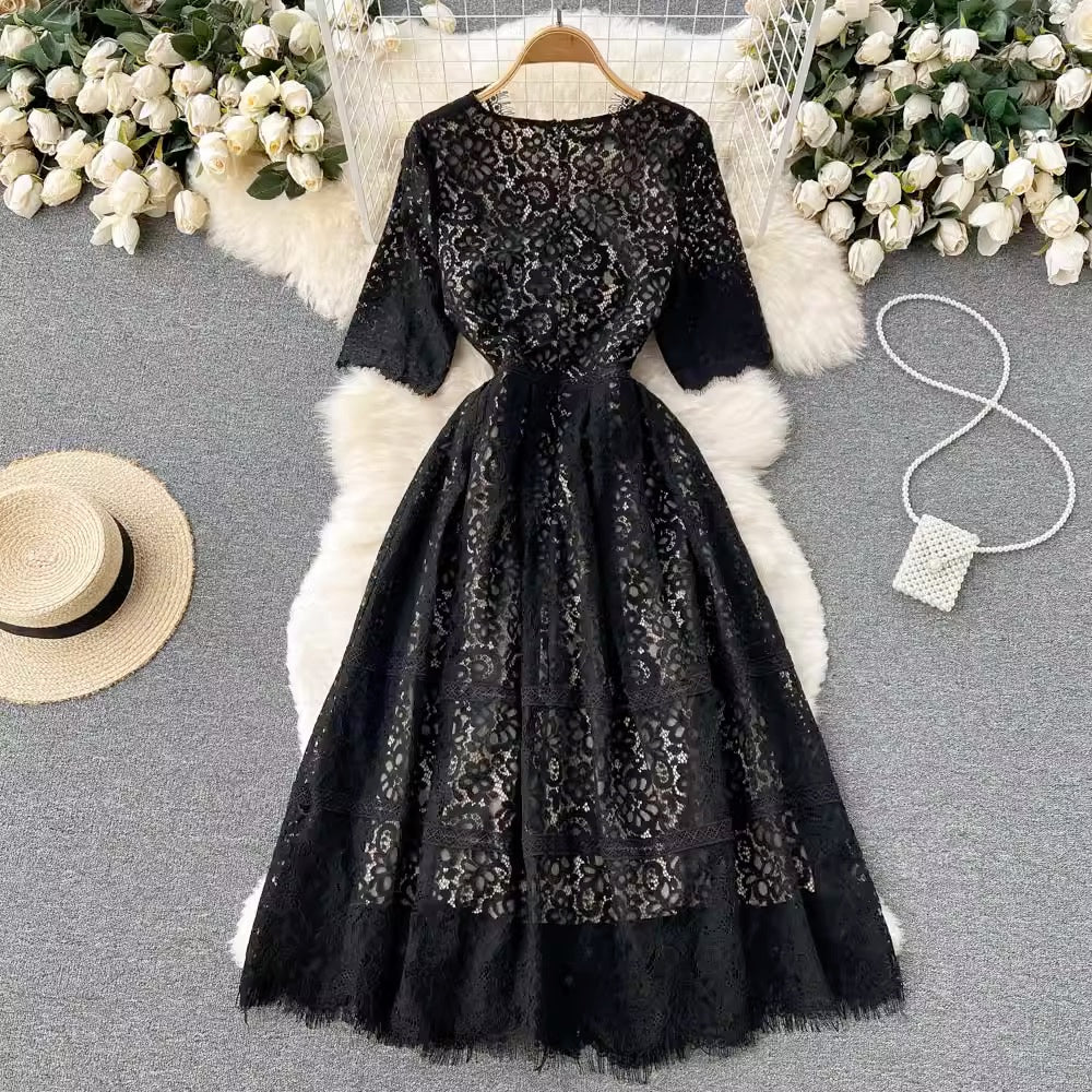 [READY] LD 90-94 Merry Black Brukat Dress Black Fairlady 162