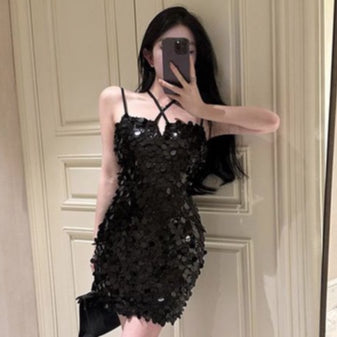 LD 86-90 Myra Mini Black Sequin Dress