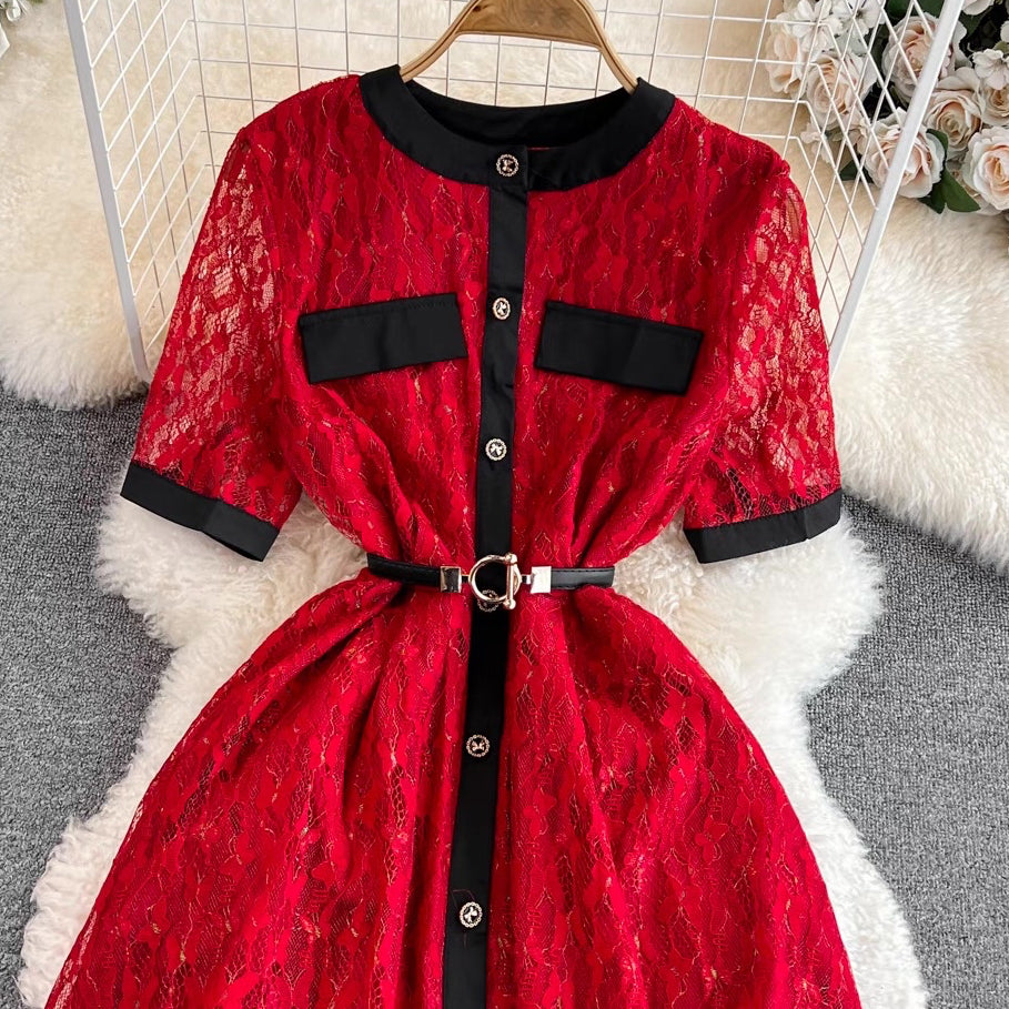 LD 92-98 Reilly Red Brukat Dress+Belt Fairlady 176