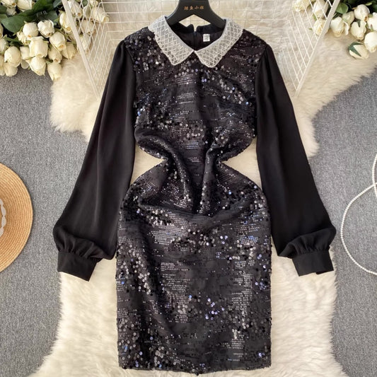 [READY] LD 96-100 BIG Arwen Black Sequin Midi Dress