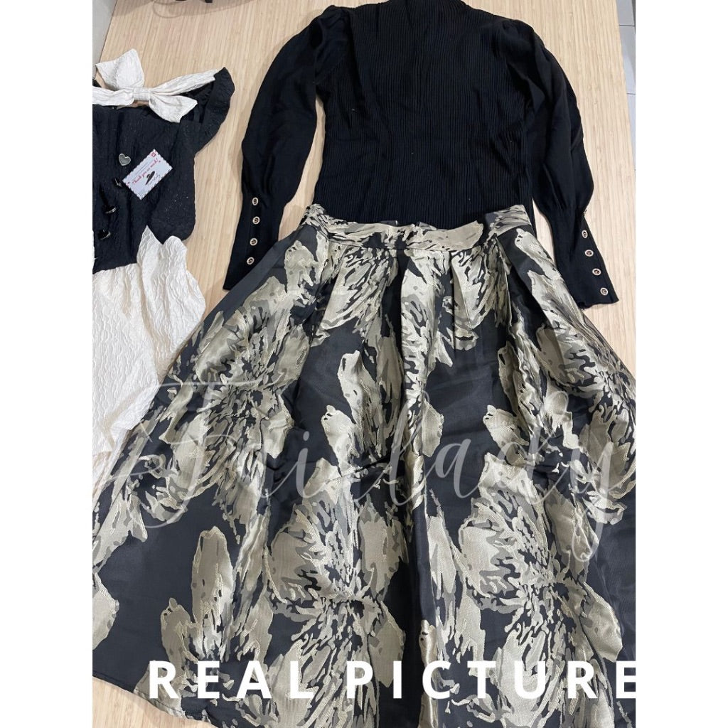 LD 100/76 Leonie Black Set Top+Jacquard Skirt Fairlady 176