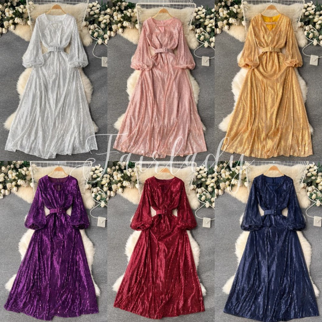 [READY STOCK] BIG LD 92-100 Clara Sequin Party Dress Pesta Korean Style Premium Fairlady_id 20/02