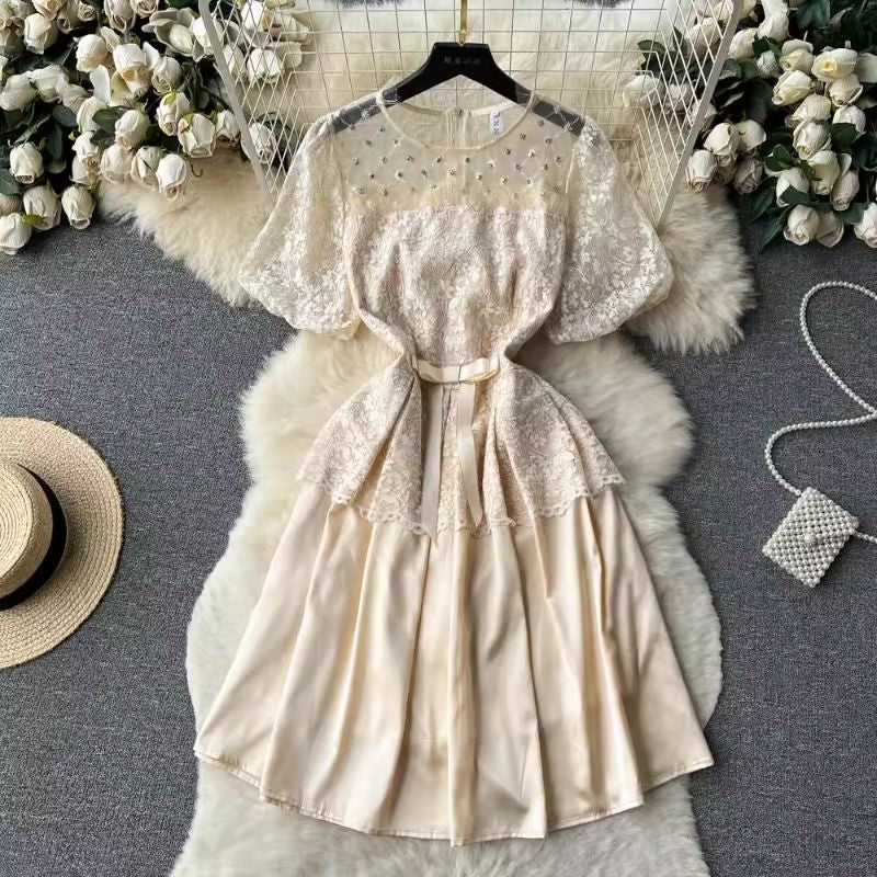 [READY] LD 88 Gabriela (Ivory-Cream) Brukat Lace Dress Korean Style Premium Fairlady_id 152