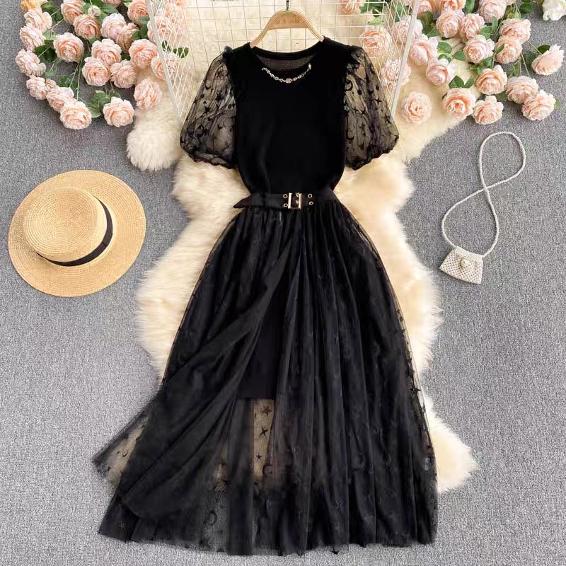 Sona Set Black Dress+Outer Skirt Fairlady