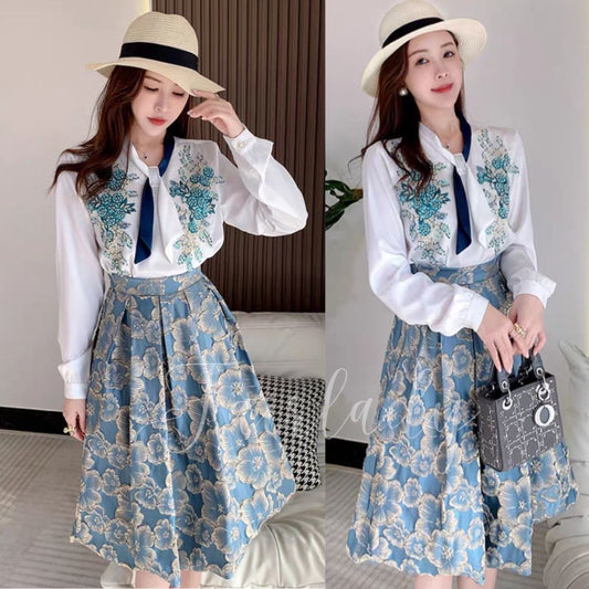 [READY] LD 108-110 Hazel Jacquard Set Top+Skirt Korean Style Premium Fairlady 181