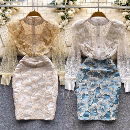 [READY] LD 86-92 Ivanka Lace Jacquard Dress Korean Style Premium Fairlady_id 139