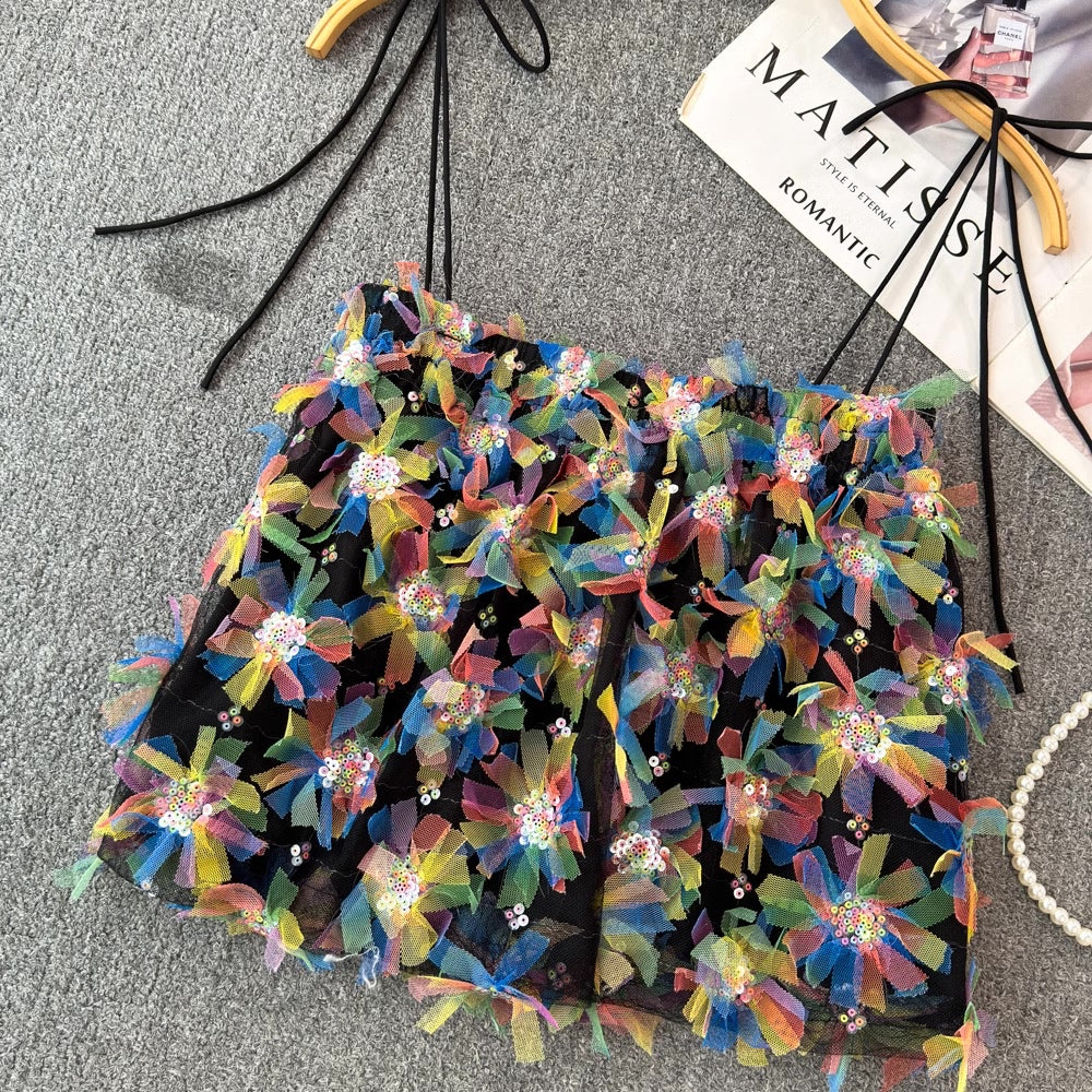 [READY STOCK] LD 62-102 Milla Floral 3D Sequin Party Crop Top Korean Style Premium Fairlady 14/07