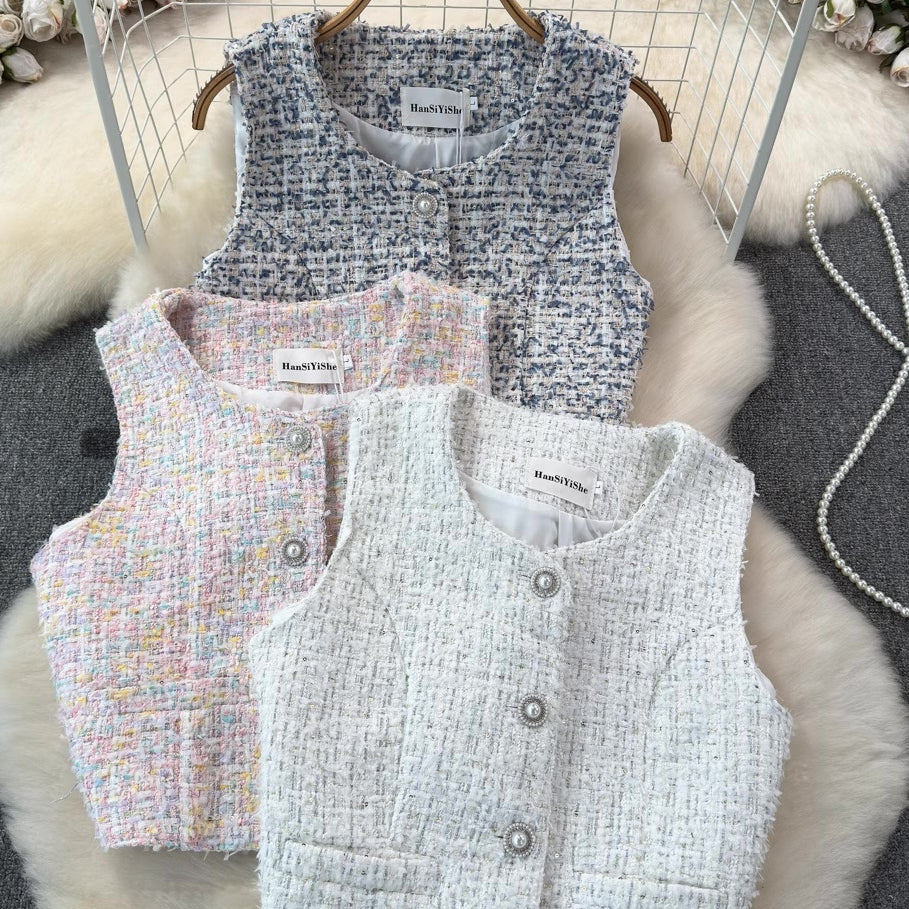 [READY STOCK] LD 92 Erica Tweed Vest Korean Style Premium Fairlady 16/07