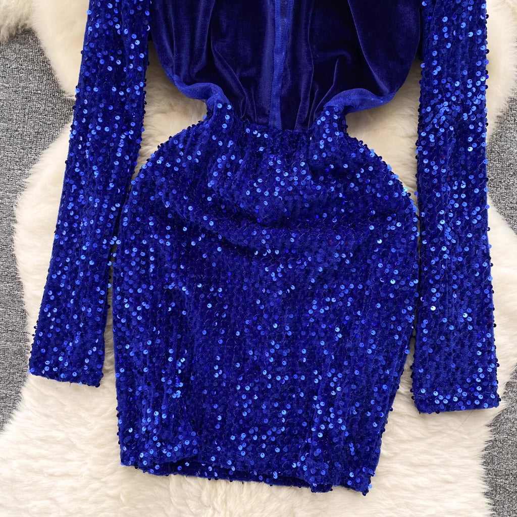 LD 90-100 Lauren Velvet Sequin Mini Dress