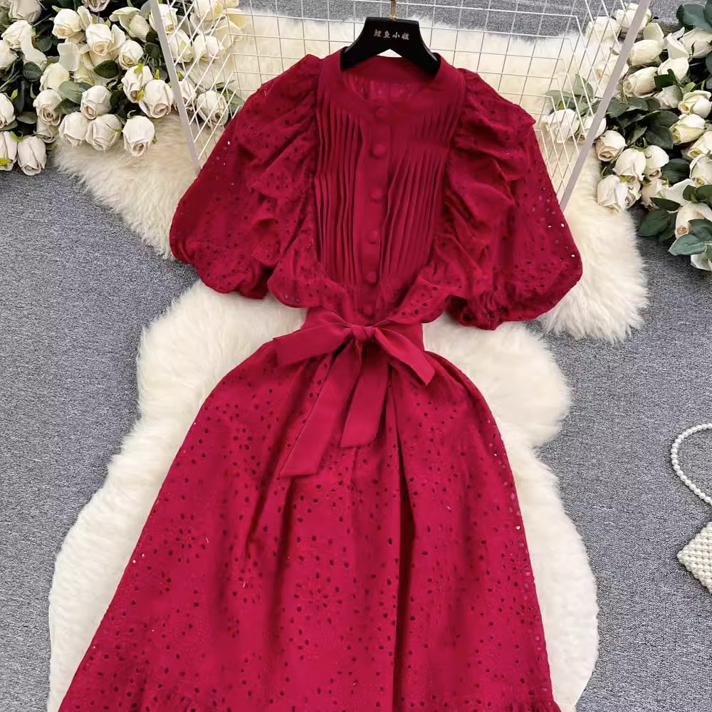 LD 92 Marissa Red/Pink Brukat Katun Bordir Dress Fairlady 162