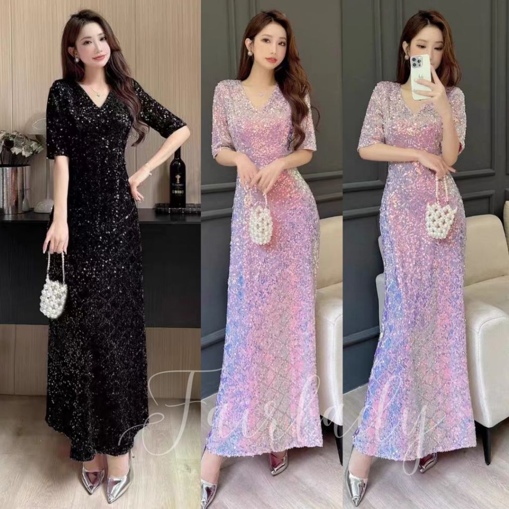 [READY] LD 76-94 Helen Sequin Maxi Dress Gaun Pesta Fairlady 170