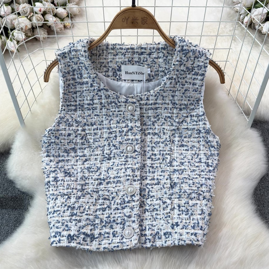 [READY STOCK] LD 92 Erica Tweed Vest Korean Style Premium Fairlady 16/07