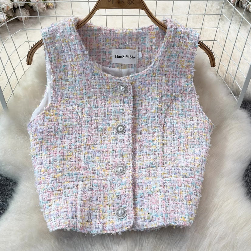 [READY STOCK] LD 92 Erica Tweed Vest Korean Style Premium Fairlady 16/07
