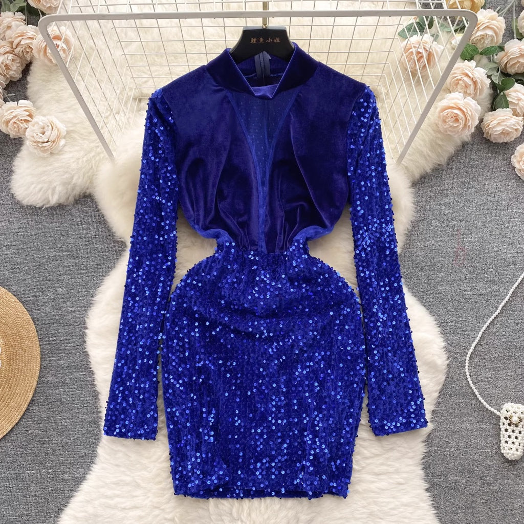 LD 90-100 Lauren Velvet Sequin Mini Dress