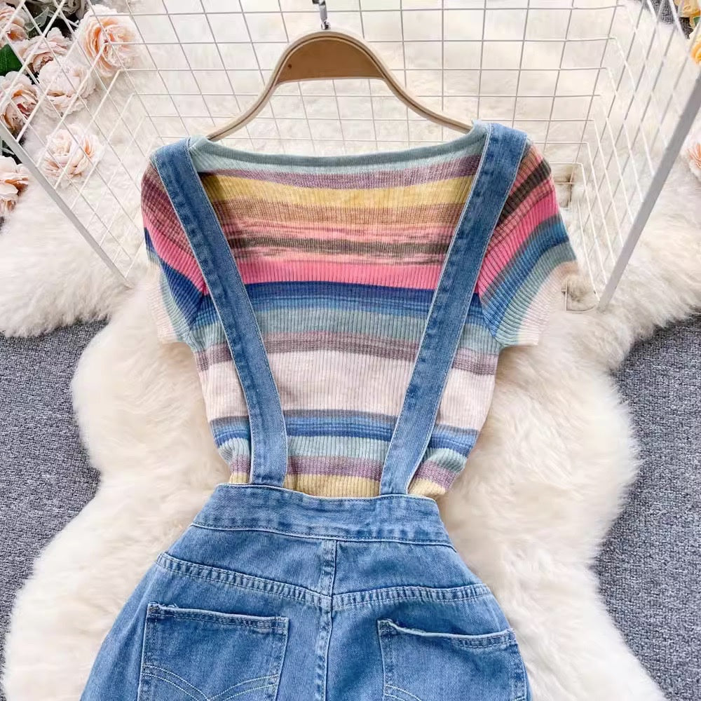 LD 100/84 Janice Set Knit Top+Jumper Denim Jeans Fairlady 158