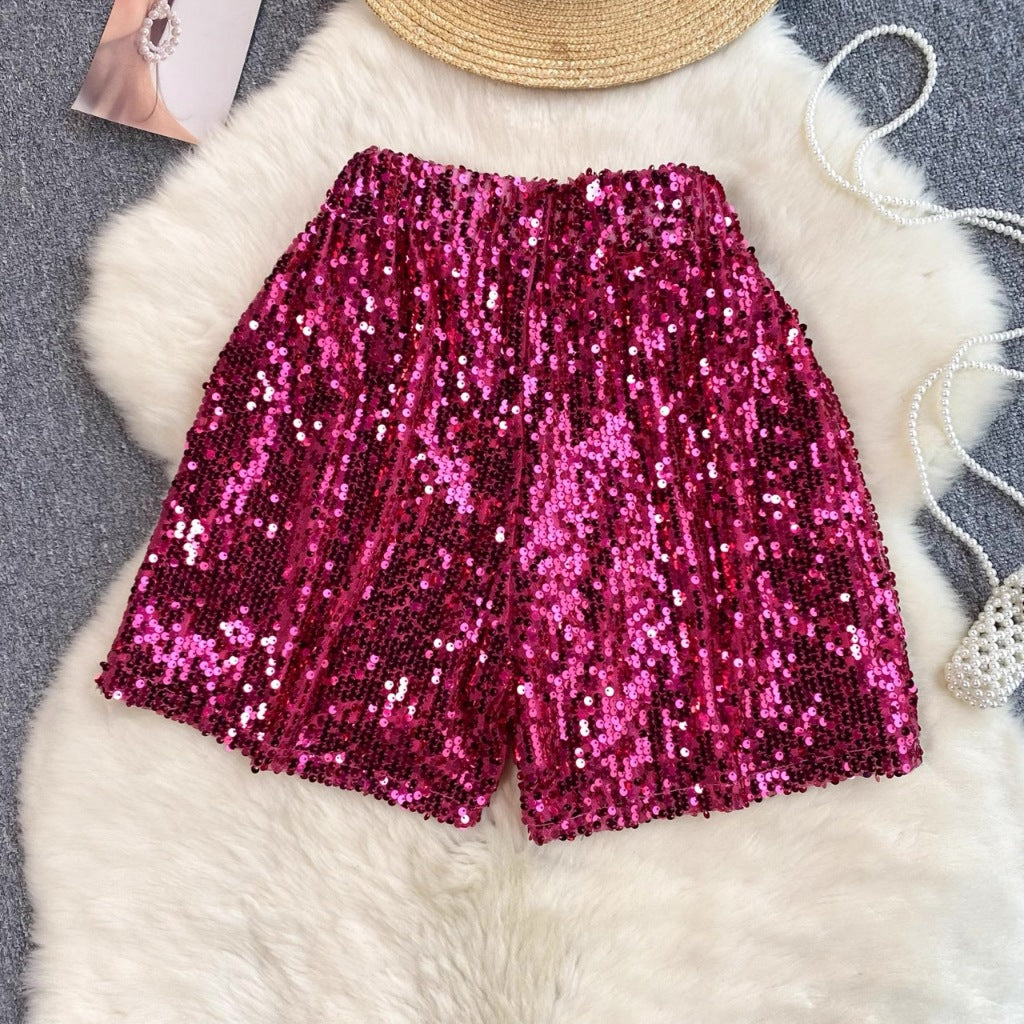 [READY STOCK] Eve Sequin (Fuchsia) Party Shorts Korea Pesta Wanita Korean Style Premium Fairlady_id 10/07