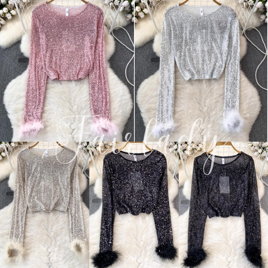 [READY STOCK] LD 86-92 Amel Sequin Party Top Pesta Korean Style Premium Fairlady 10