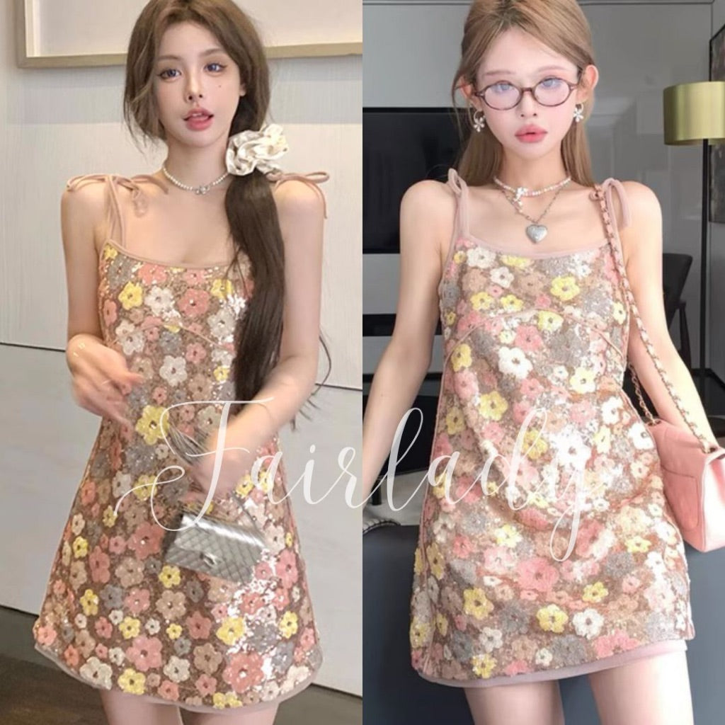 [READY STOCK] LD 70-78 Octa Sequin Party Mini Dress Pesta Korea Wanita Korean Style Fairlady_id 11