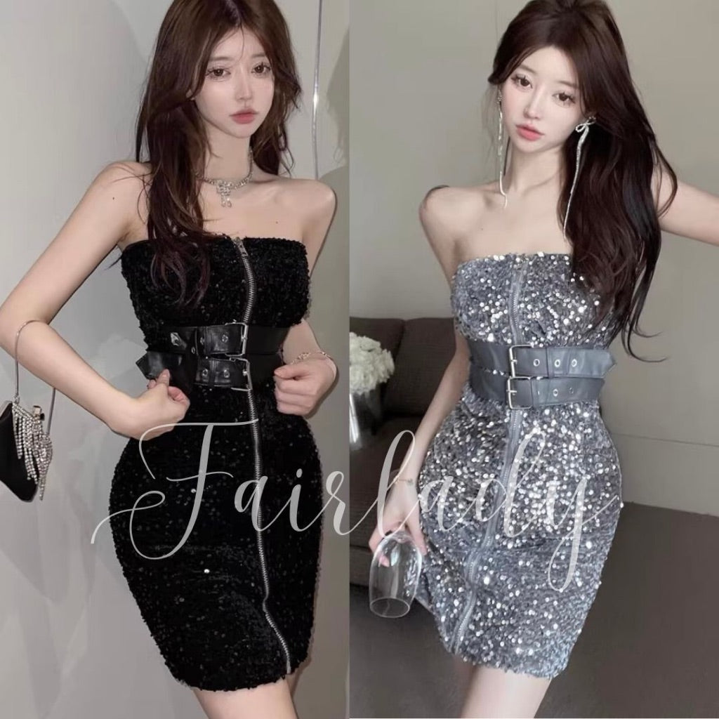 [READY STOCK] LD 60-94 Merria Sequin Party Mini Dress Pesta Korean Style Premium Fairlady 11