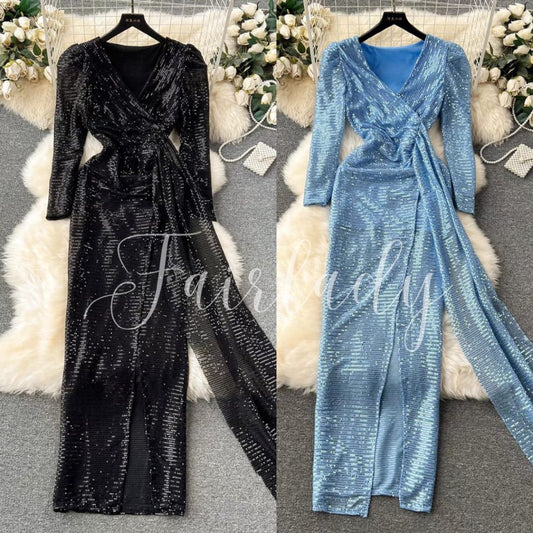 [READY STOCK] LD 88-96 Skya Sequin Maxi Dress Pesta Long Korean Style Premium Fairlady 10