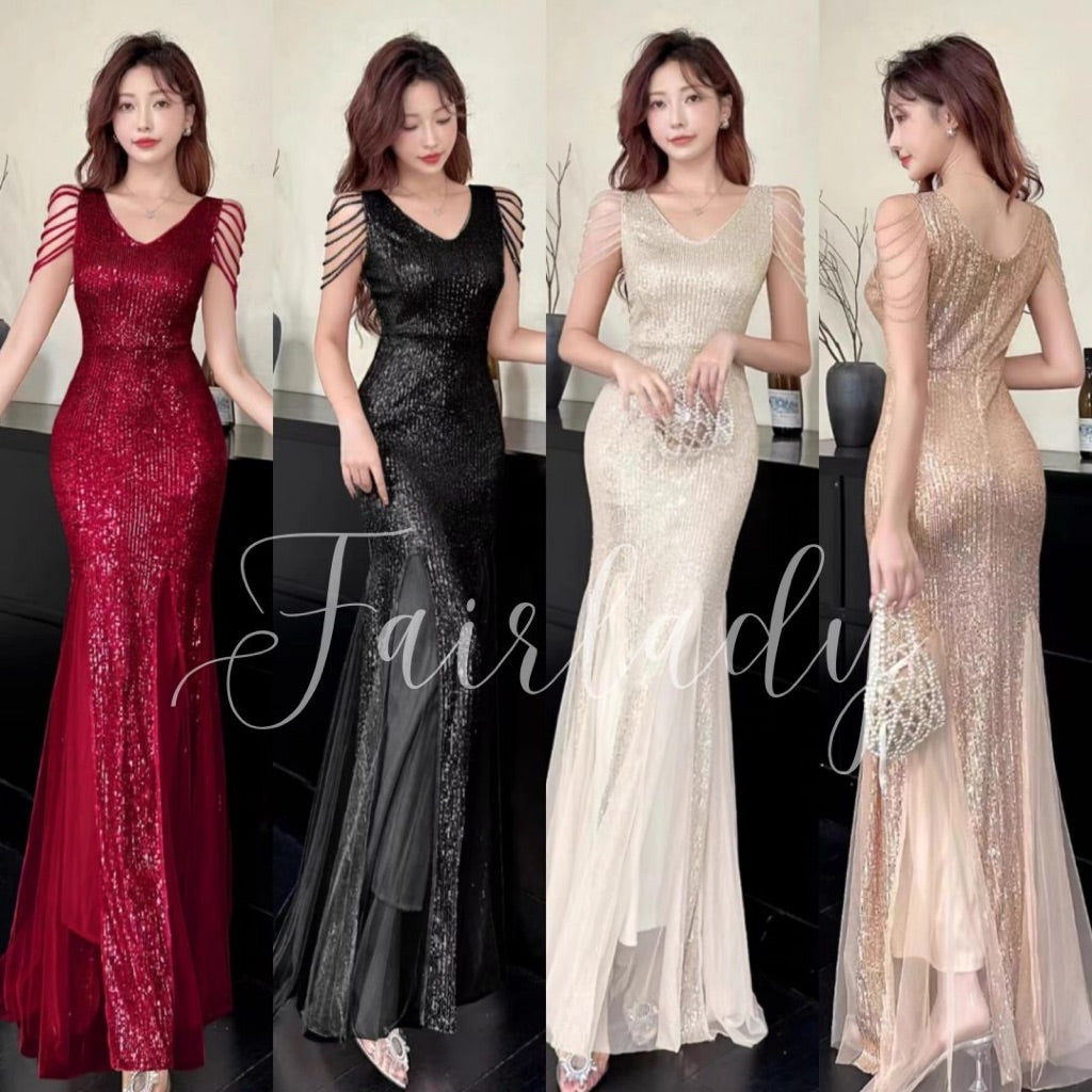 [READY STOCK] LD 86-102 Olivia Beads Sequin Dress Maxi Korean Style Premium Fairlady 10