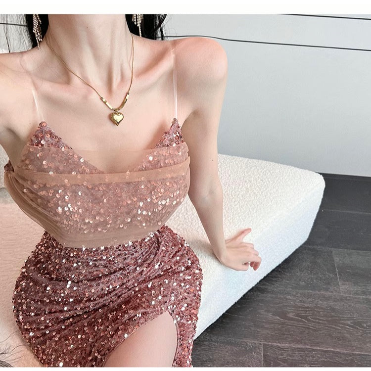 [READY STOCK] LD 84-92 Joel Bronze Sequin Midi Party Dress Korean Style Premium Fairlady 10