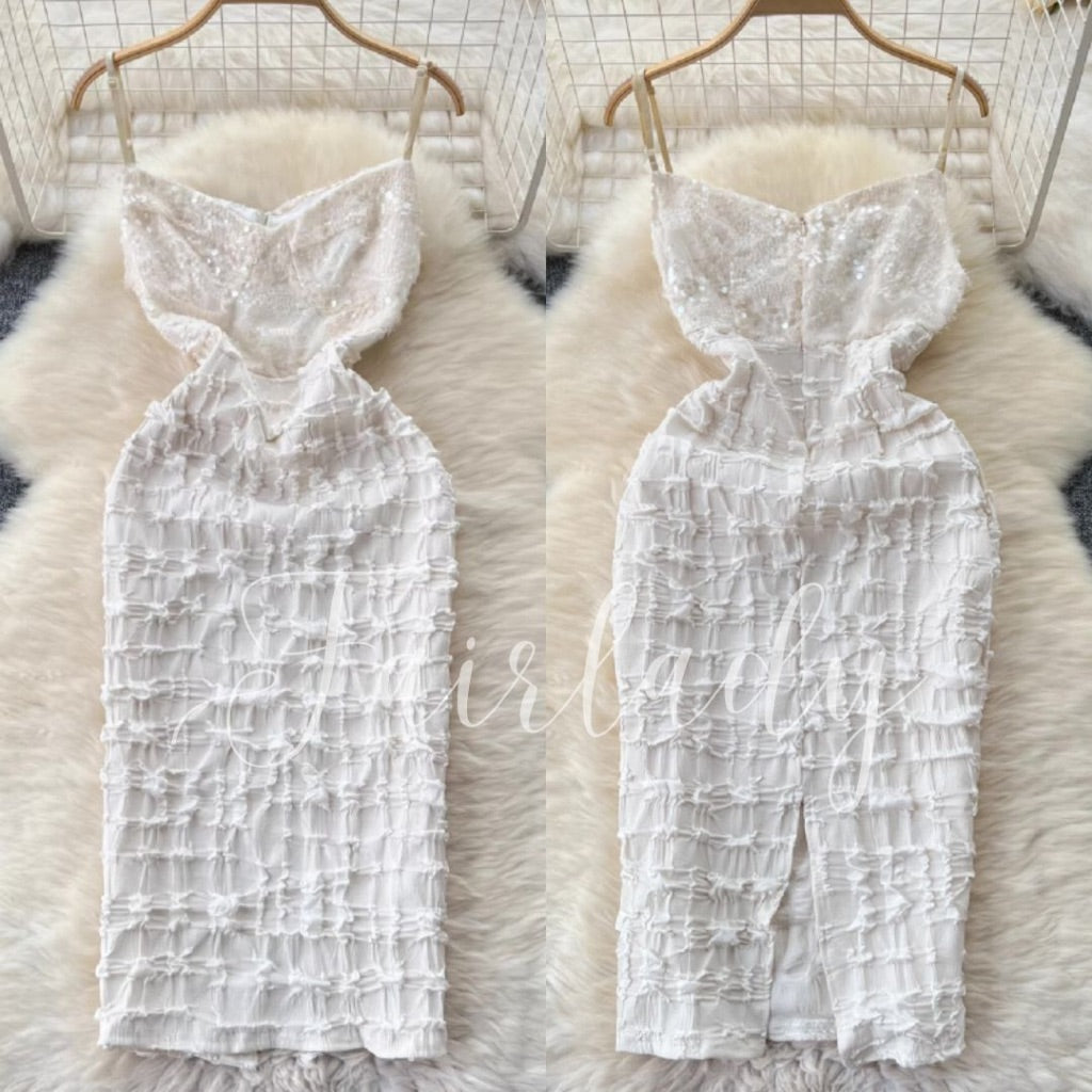 [READY STOCK] LD 80-84 Iora Ivory Sequin Dress Midi Korean Style Premium Fairlady 10