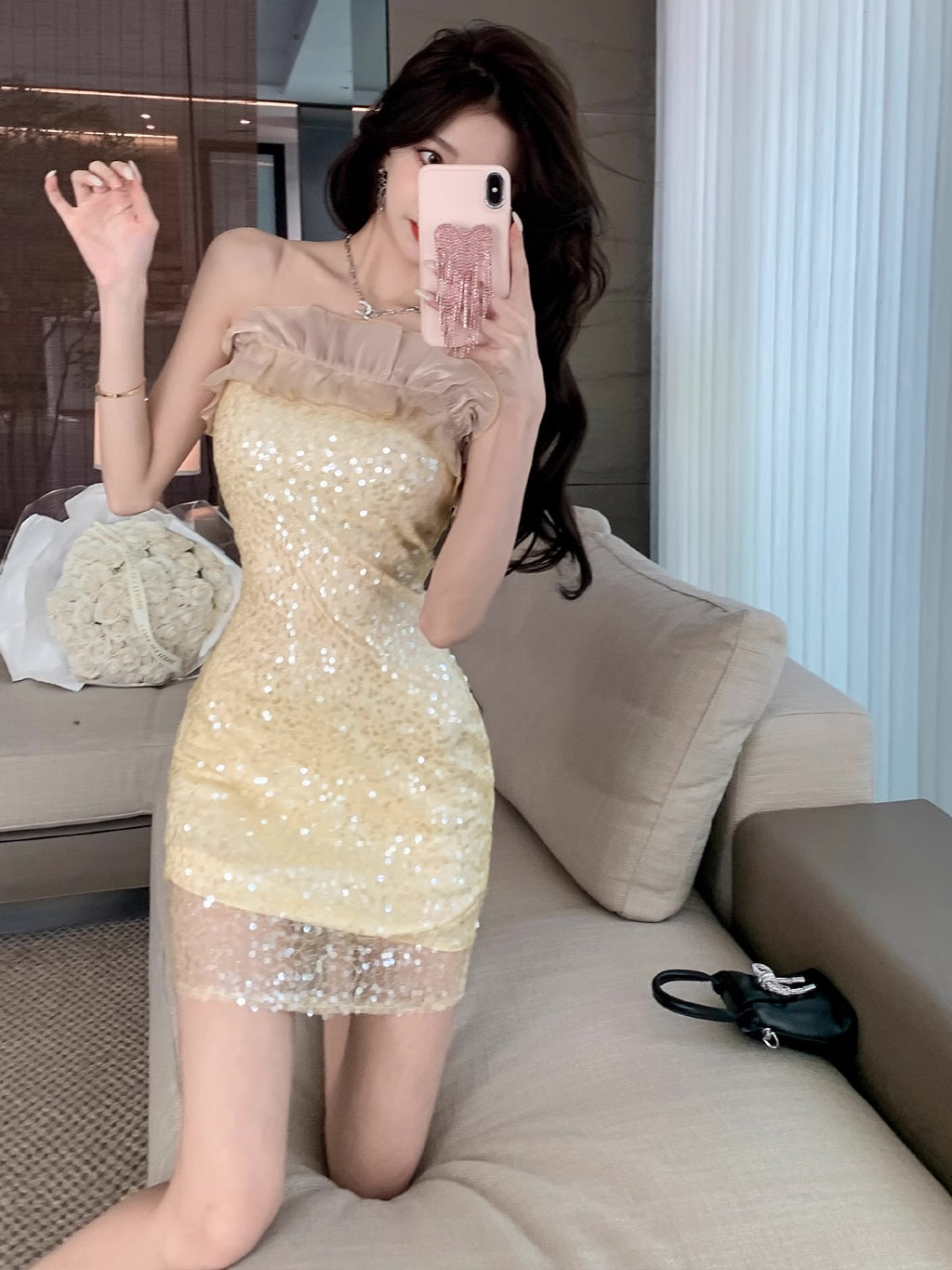 [READY STOCK] LD 76-96 Melro Sequin Mini Dress Korean Style Premium Fairlady 10