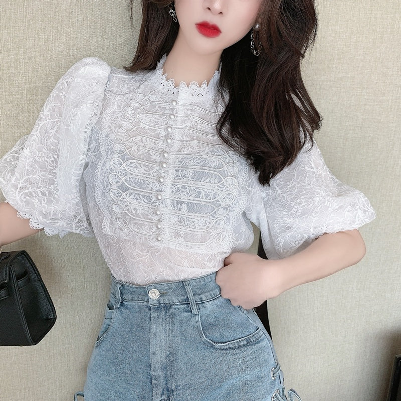 [READY] LD 90-92 Cyndi Brukat Lace Top Blouse Atasan Wanita Korean Style Premium Fairlady_id