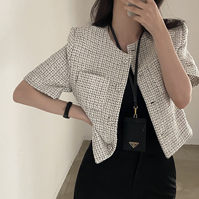 Frances Tweed Top Outer Korea Fairlady