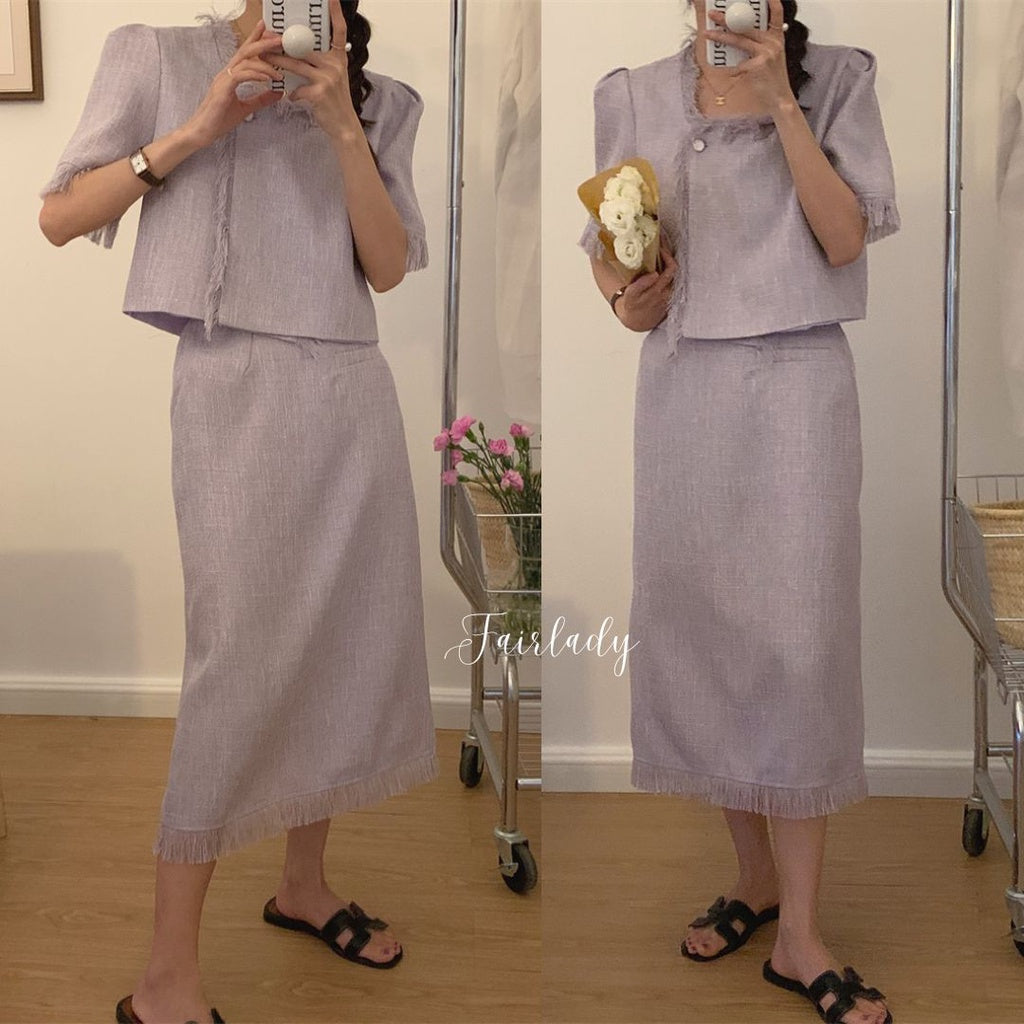 Lilah Tweed One Set Lilac Korea Fairlady