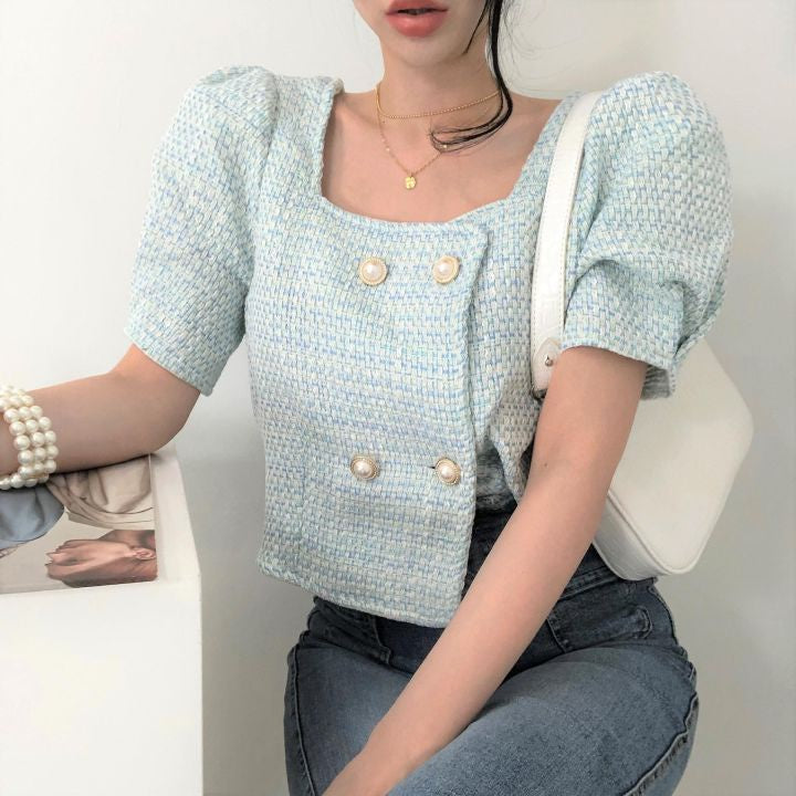 Chau Tweed Crop Top Korea Fairlady