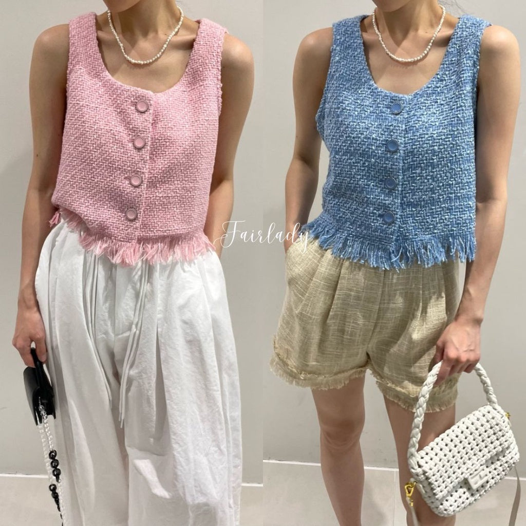 Reign Tweed Crop Top Korea Fairlady