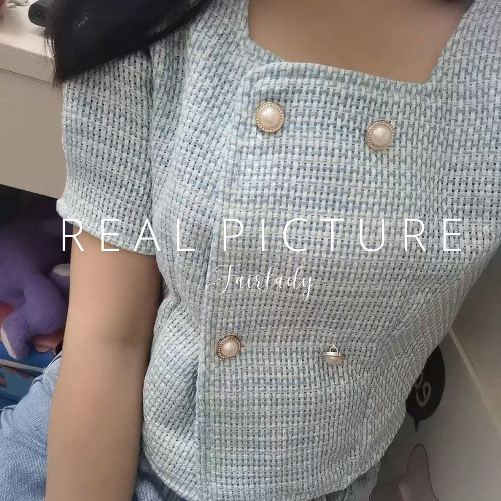 Chau Tweed Crop Top Korea Fairlady