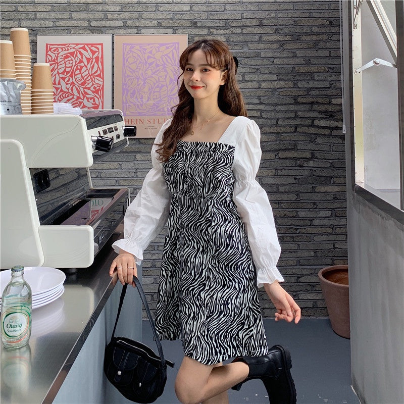 BIG SIZE Brynn Zebra Suede Dress Jumbo Korea Fairlady