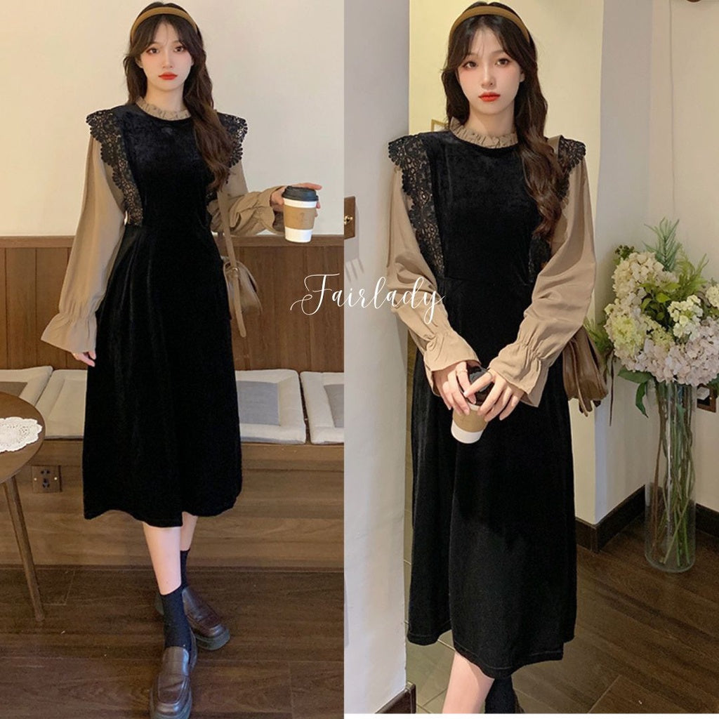 Battista Velvet Dress Jumbo Korea Fairlady