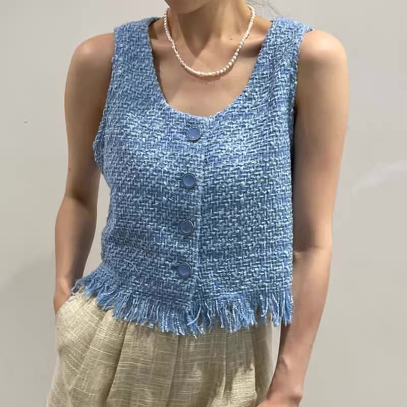 Reign Tweed Crop Top Korea Fairlady